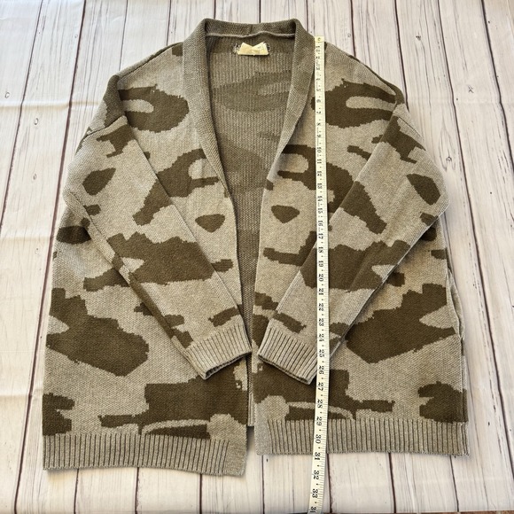 Current/Elliott Wool Cotton Blend Open Front Cardigan Women's Size Medium Camo - Picture 4 of 8